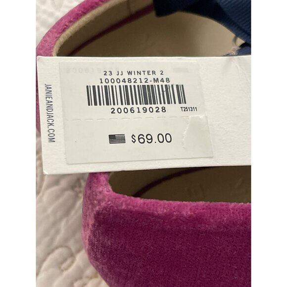 Janie and Jack $69 Velvet Bow-Accent Ballet Flats In Magenta NEW - Picture 7 of 9